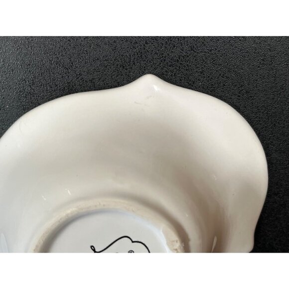 Mud Pie Let's Salsa Spoon & White Ceramic Serving Bowl Set w/ Gold Bead Trim - Picture 2 of 9